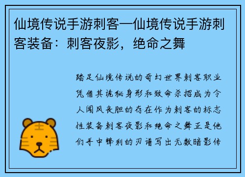 仙境传说手游刺客—仙境传说手游刺客装备：刺客夜影，绝命之舞